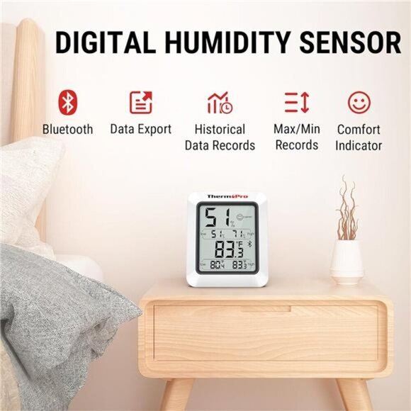 ThermoPro Bluetooth Hygrometer Indoor Outdoor Room Temperature Humidity Monitor - Picture 3 of 8
